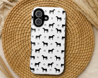 Horse & Horseshoe Pattern Magnetic Tough Case Durable Protection with MagSafe® Compatibility