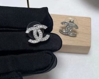 Silver C Cut Women Earrings | Zirconia CZ Cubic Earrings | Stud CC Earrings