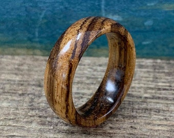 Zebrawood Ring -  Handcrafted Wood Ring for Him - Eco Friendly Wooden Jewelry