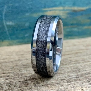 Custom Tungsten Wedding Ring With Meteorite inlay