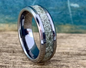 Green Jade Ring - Custom Handcrafted Men's Tungsten Wedding Band - Tungsten Ring Women