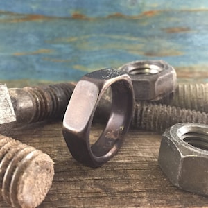 Mens Titanium Ring -  Custom Unique Hex Nut Ring Men&#39;s Wedding Band- Unique Rings for Him
