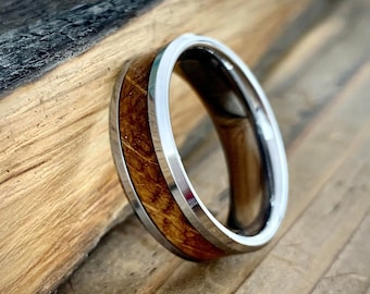 Antique Whiskey Barrel Ring - Mens Wedding Band - Tungsten Wedding Ring Mens