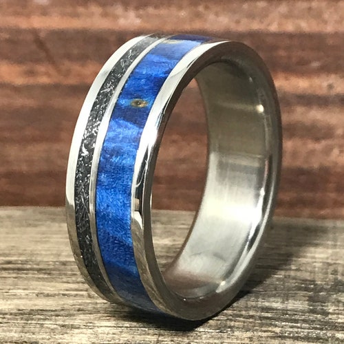 Mens Meteorite Wedding Band Titanium Wedding Ring Custom | Etsy