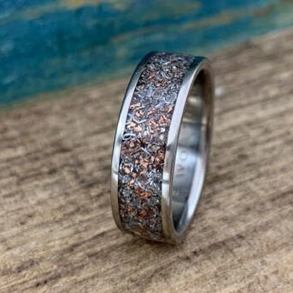 The Junk Ring - Titanium Ring with Recycled Inlay - Eco Friendly Wedding Band for Men or Women