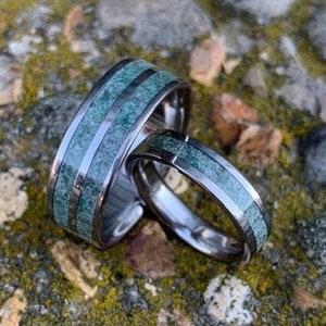 Moss Agate His and Hers Wedding Ring Set - Etsy