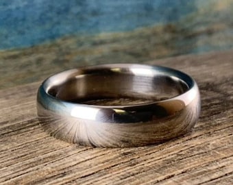 Modern Wedding Band - Titanium Wedding Ring Men's - Custom Engraving - Simple Mens' Wedding Band