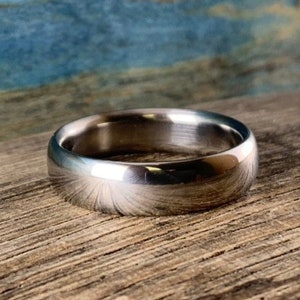 Modern Wedding Band - Titanium Wedding Ring Men's - Custom Engraving - Simple Mens' Wedding Band