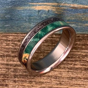 Meteorite Wedding Band - Men&#39;s Meteorite Ring - Men&#39;s Wedding Band