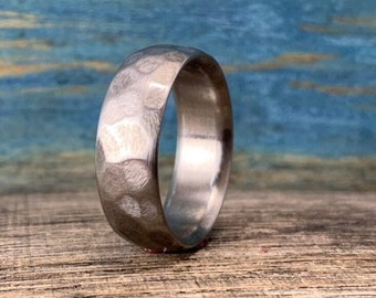 Distressed Titanium Ring - Men's Modern Wedding Band - Custom Engraving - Simple Classic Jewelry