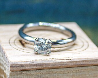 Moissanite Engagement Ring - Titanium Band for Women