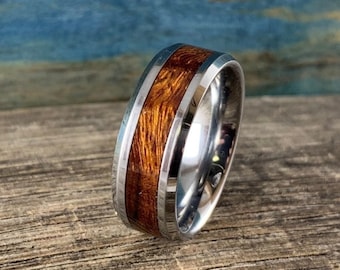 Tungsten Ring- Ironwood Tungsten Carbide Ring- Men's wedding Band