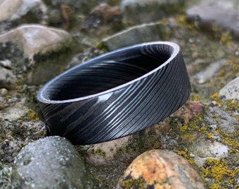 Damascus Steel Ring, Men&#39;s Damascus Steel Wedding Band, Stainless Steel Ring, Stainless Steel Damascus Ring, Mens wedding Ring, Custom Ring