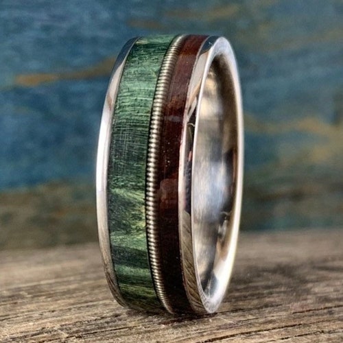 Men's Guitar String Ring With Vinyl Record and Titanium Etsy