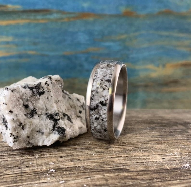 Men's Wedding Band Men's Titanium Ring Granite Etsy