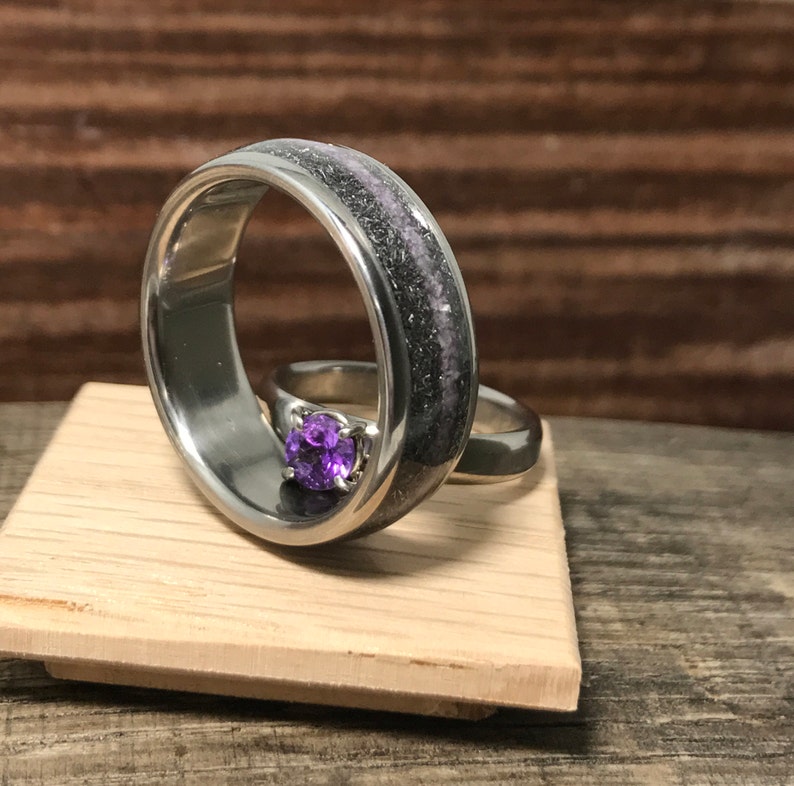 Wedding Band Set Wedding Bands His and Hers Meteorite Etsy