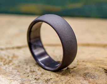 Men's Wedding Band - Custom Black Titanium Sandblasted Ring