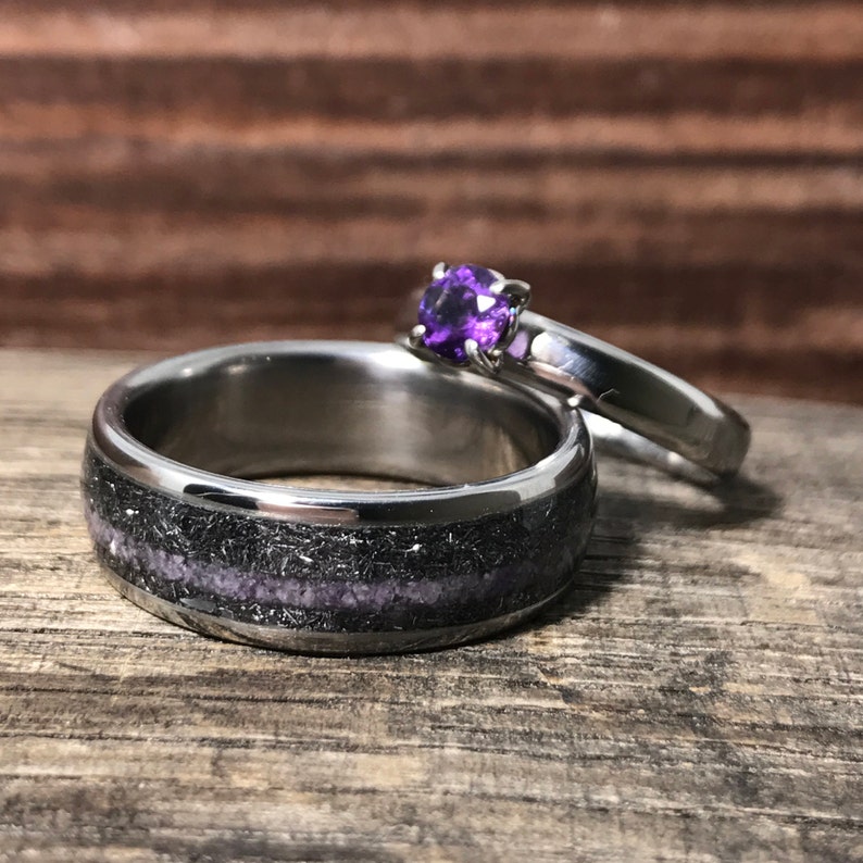 Wedding Band Set Wedding Bands His and Hers Meteorite Etsy