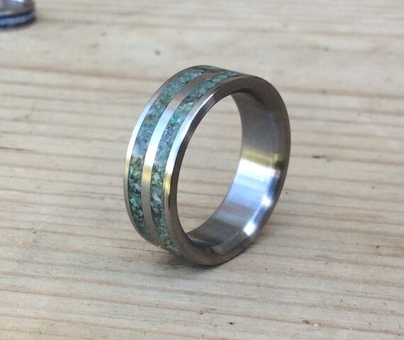 Titanium Ring Moss Agate Ring Wedding Ring Mens Ring | Etsy
