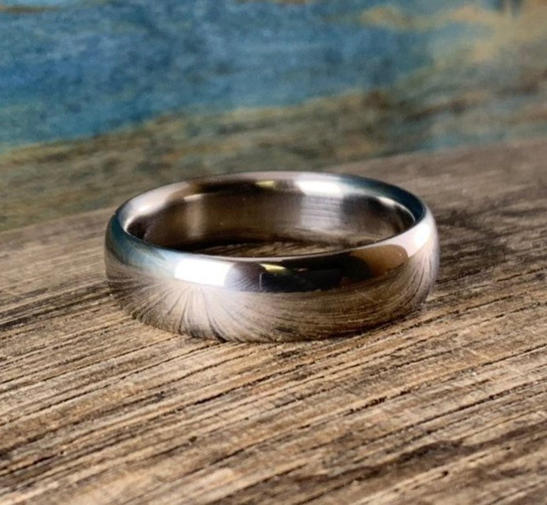Modern Wedding Band - Titanium Wedding Ring Men's - Custom Engraving ...