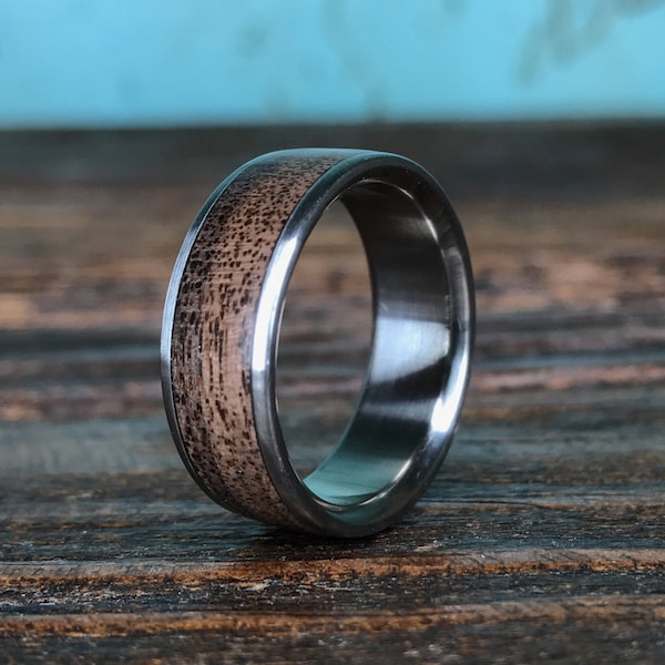 Handmade Titanium Ring, Custom Made Ring, Women's Wedding ring, Mens Wedding Band, Wood Wedding Ring, 5th Anniversary Gift, Free Engraving