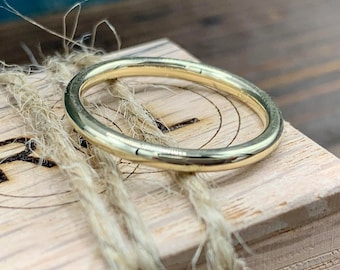 Dainty Wedding Band - Gold Wedding Ring Women's - Custom Engraving - Simple Ladies Yellow Gold Wedding Band