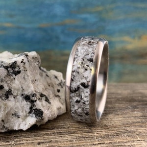 Custom Titanium Ring with Granite Inlay - Men's Titanium Wedding Band