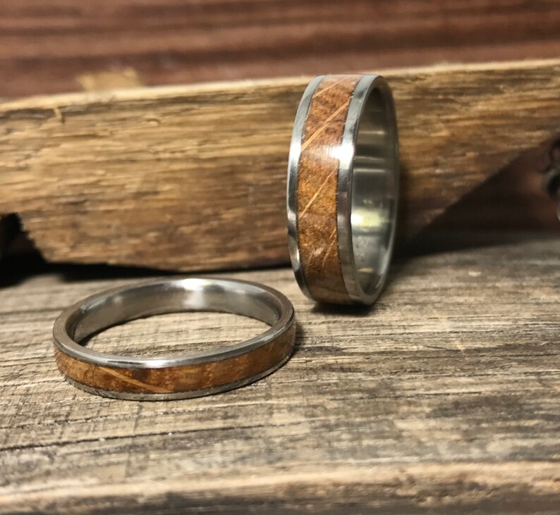 Whiskey Barrel Wood Rings Wedding Bands Set 5th Etsy