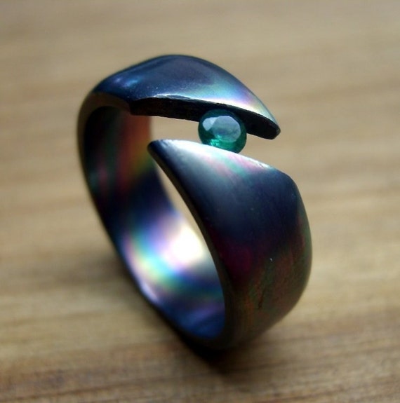 Titanium Ring Wedding Ring Engagement Ring Tension Set | Etsy