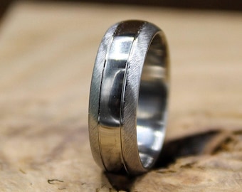 Titanium Ring Mens, Two-Toned Aerospace Wedding Band with Engraving