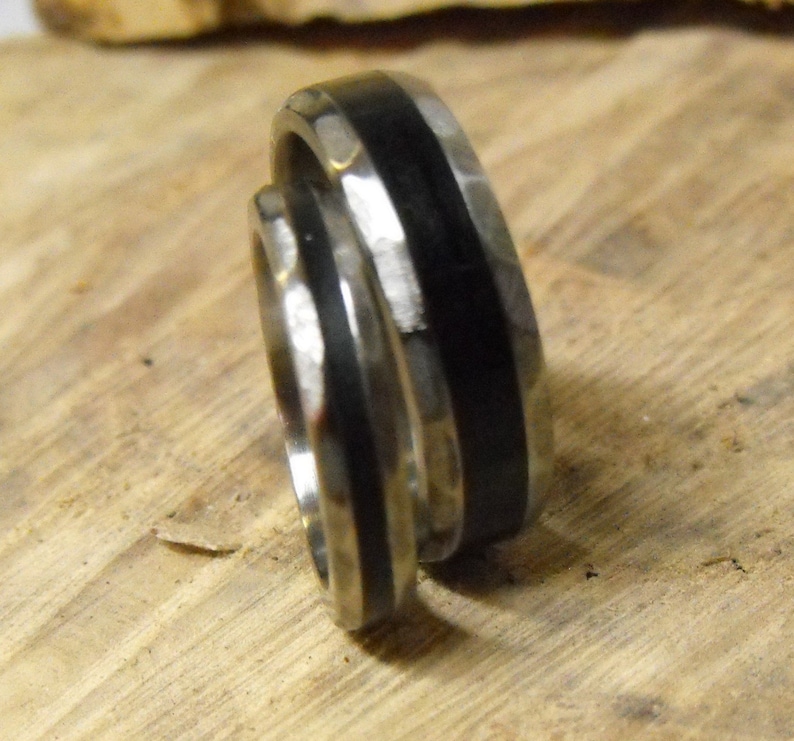 Titanium Rings Ebony Rings Mens Wedding Ring Wood Rings Wedding Rings Wedding Ring Set Mens Ring His and Hers Rings Womens Ring