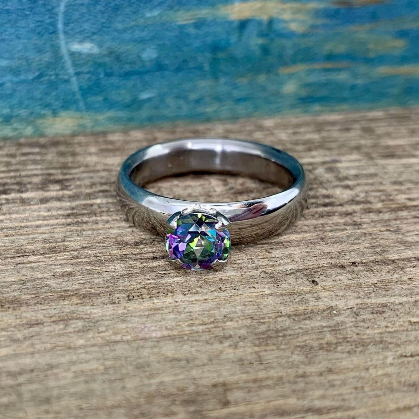 Vintage Mystic Topaz Engagement Ring, Unique 14k Solid Gold Diamond Ring,  Moissanite Proposal Ring, Mystic Topaz Wedding Ring, Dainty Ring - Etsy
