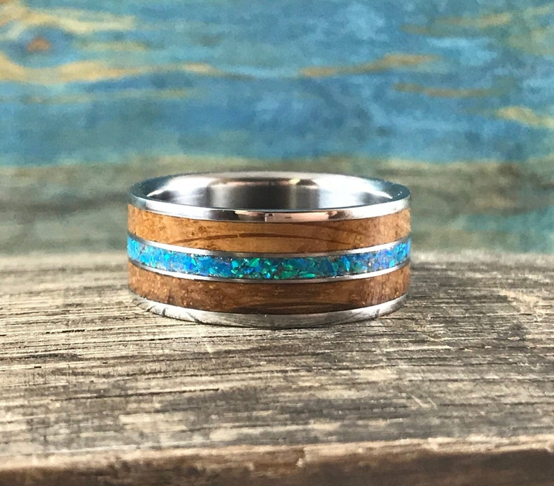 Whiskey Barrel Ring Men's Wood Wedding Ring Women's Etsy