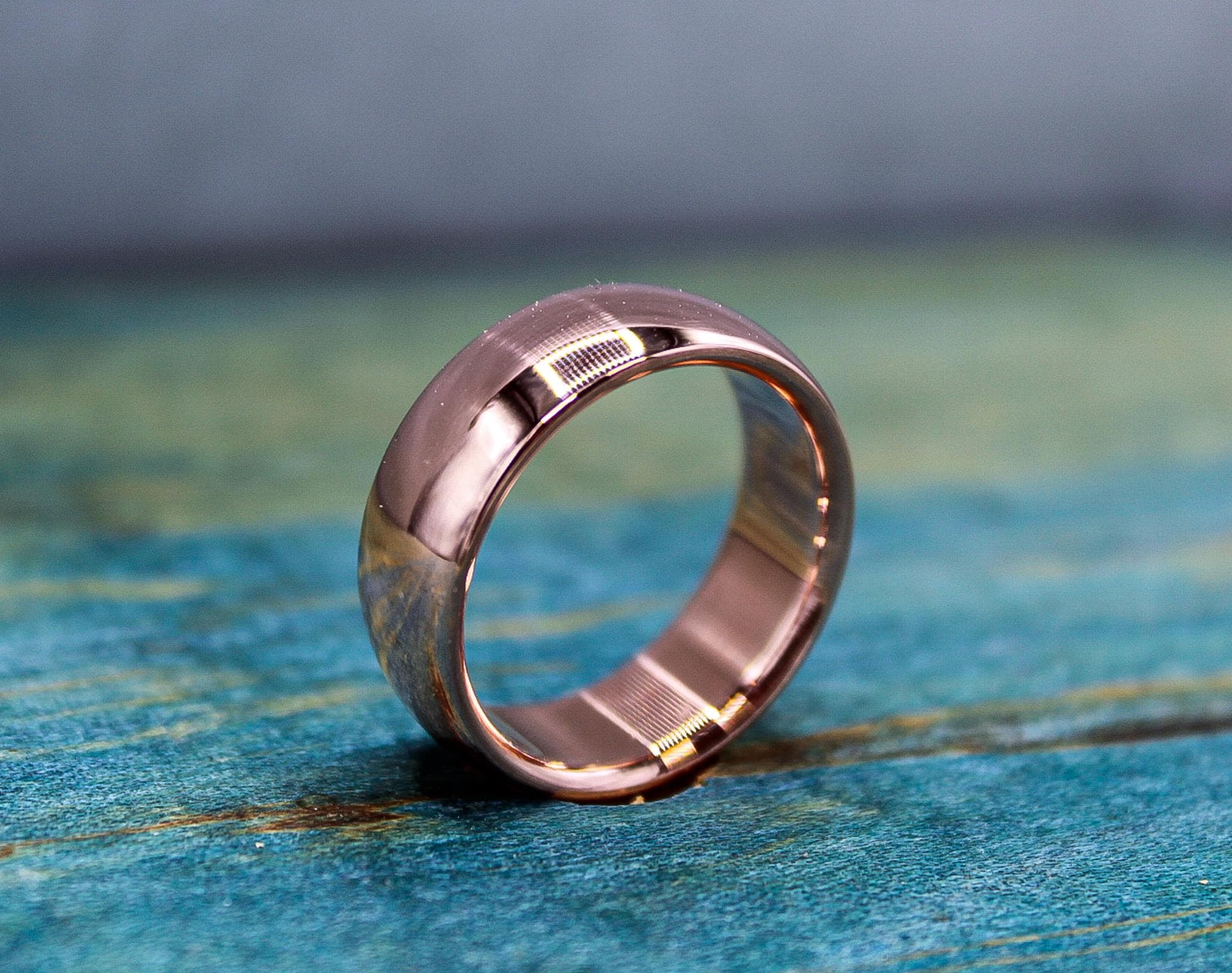 Modern Copper Wedding Band - Copper Wedding Ring Men's - Custom Engraving - Simple Mens' Wedding Band