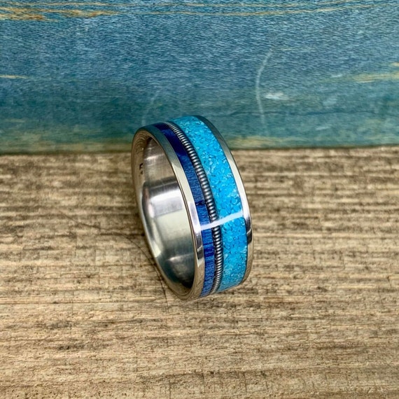 Turquoise and Guitar String With Blue Wood - the Blues Guitarist 