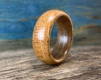 Whiskey Barrel Ring, Rustic Reclaimed Oak Wedding Band