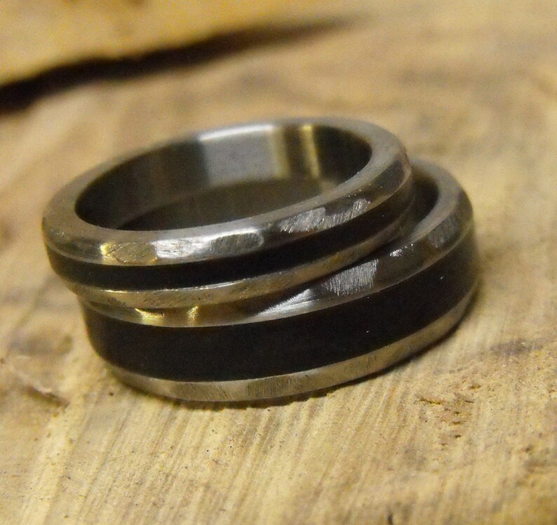 Titanium Rings Ebony Rings Mens Wedding Ring Wood Rings Wedding Rings Wedding Ring Set Mens Ring His and Hers Rings Womens Ring