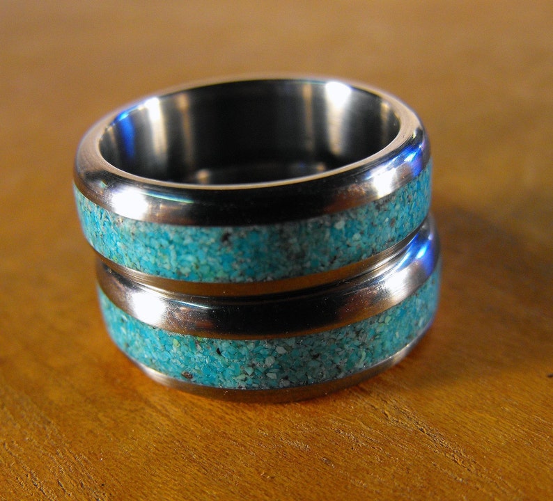 Titanium Rings Wedding Rings Turquoise Rings His and Hers