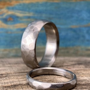 Wedding Bands His and Hers - Titanium Wedding Rings Set - Free Engraving