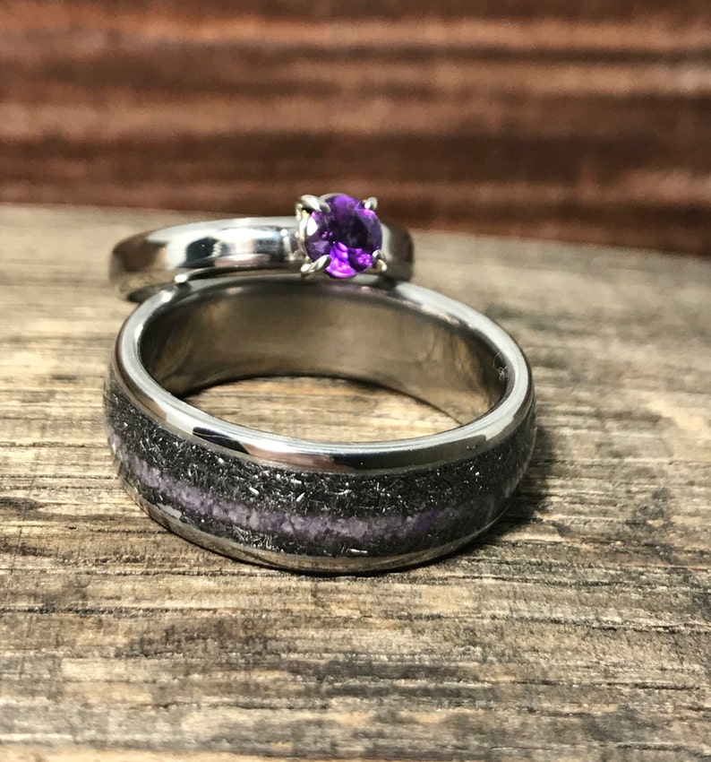 Wedding Band Set Wedding Bands His and Hers Meteorite Etsy