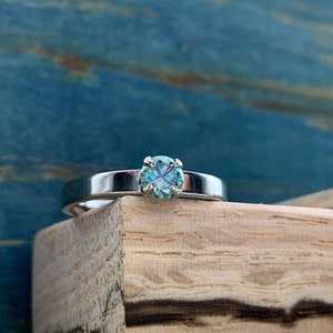 Titanium Engagement Ring for Her Blue Green Moissanite Solitaire image 5