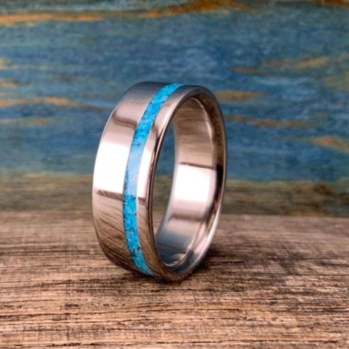 Turquoise Inlay Titanium Band