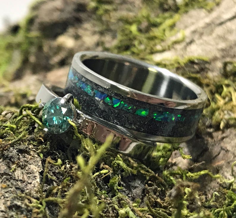 Wedding Band Set Wedding Bands His and Hers Meteorite Etsy