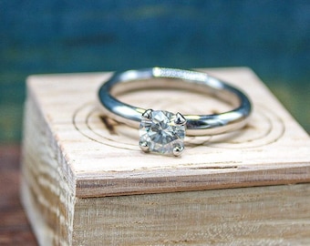 Titanium Moissanite Engagement Ring - Solitaire Band for Women