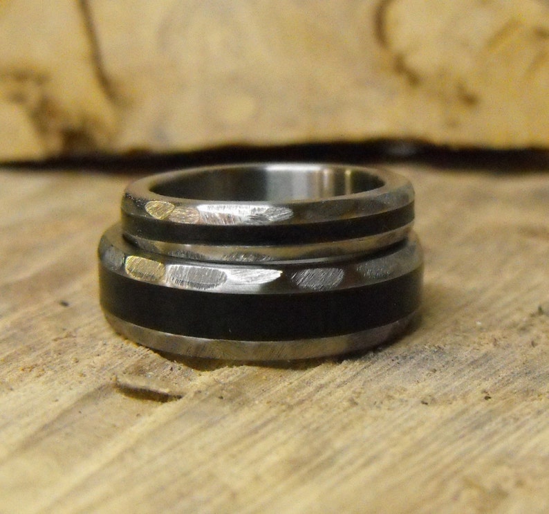 Titanium Rings Ebony Rings Mens Wedding Ring Wood Rings Wedding Rings Wedding Ring Set Mens Ring His and Hers Rings Womens Ring