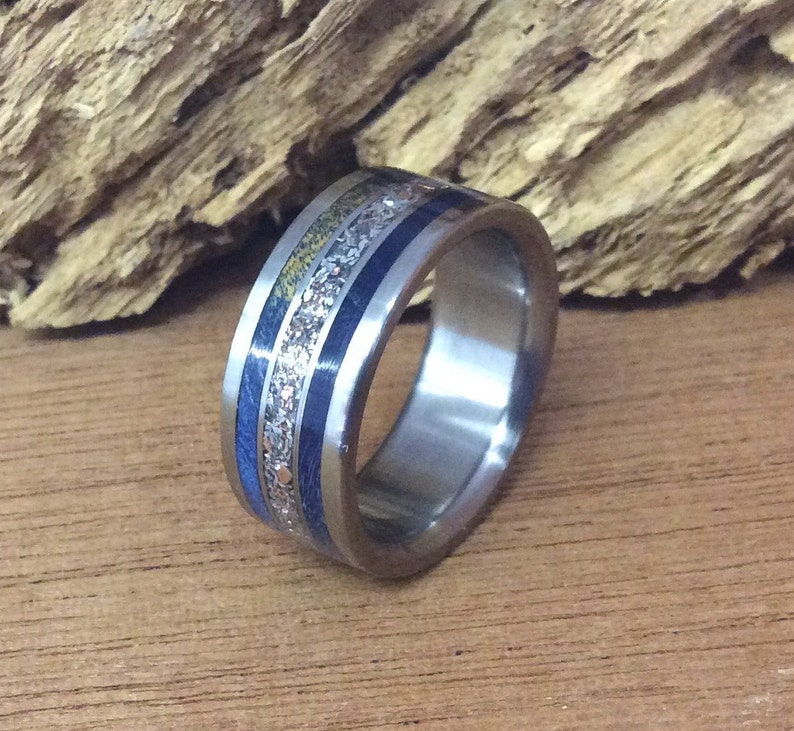Titanium Wood Ring With Recycled Inlay – Handmade Sustainable Wedding ...