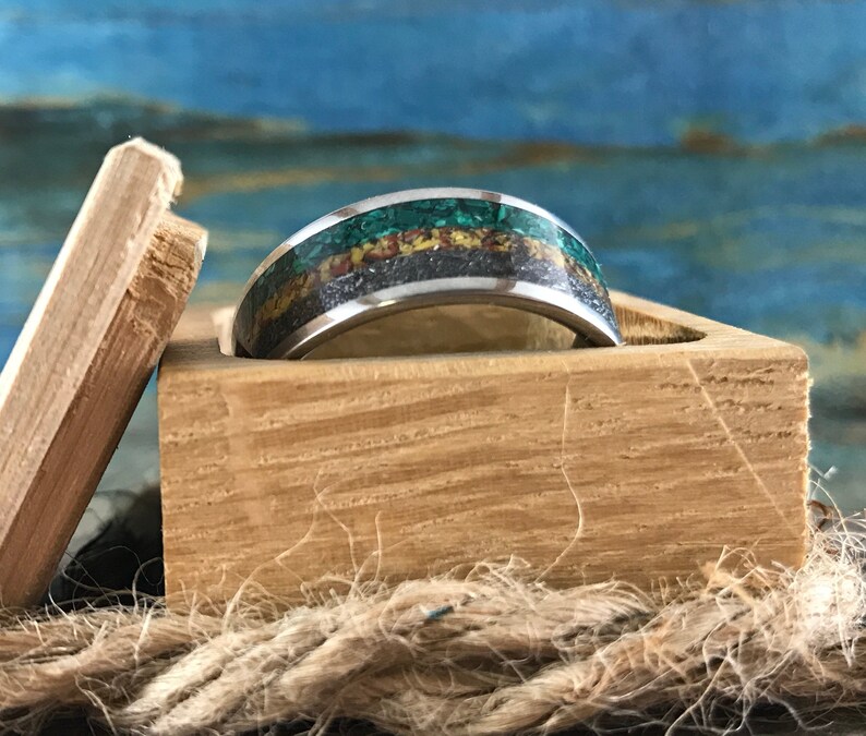 Mens Meteorite Wedding Ring Titanium Ring with Meteorite Etsy