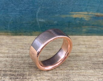 Copper Mens Ring - Classic Wedding Band with Engraving