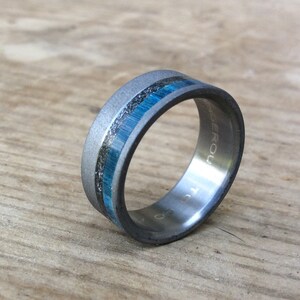 Meteorite and Wood Wedding Ring Titanium Ring With Gibeon Meteorite and ...