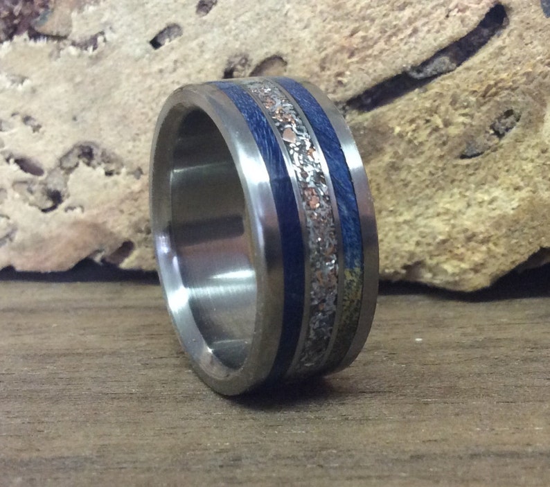 Titanium Wood Ring With Recycled Inlay – Handmade Sustainable Wedding ...